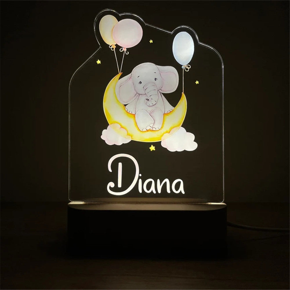 Personalized Moon Animal Night Light