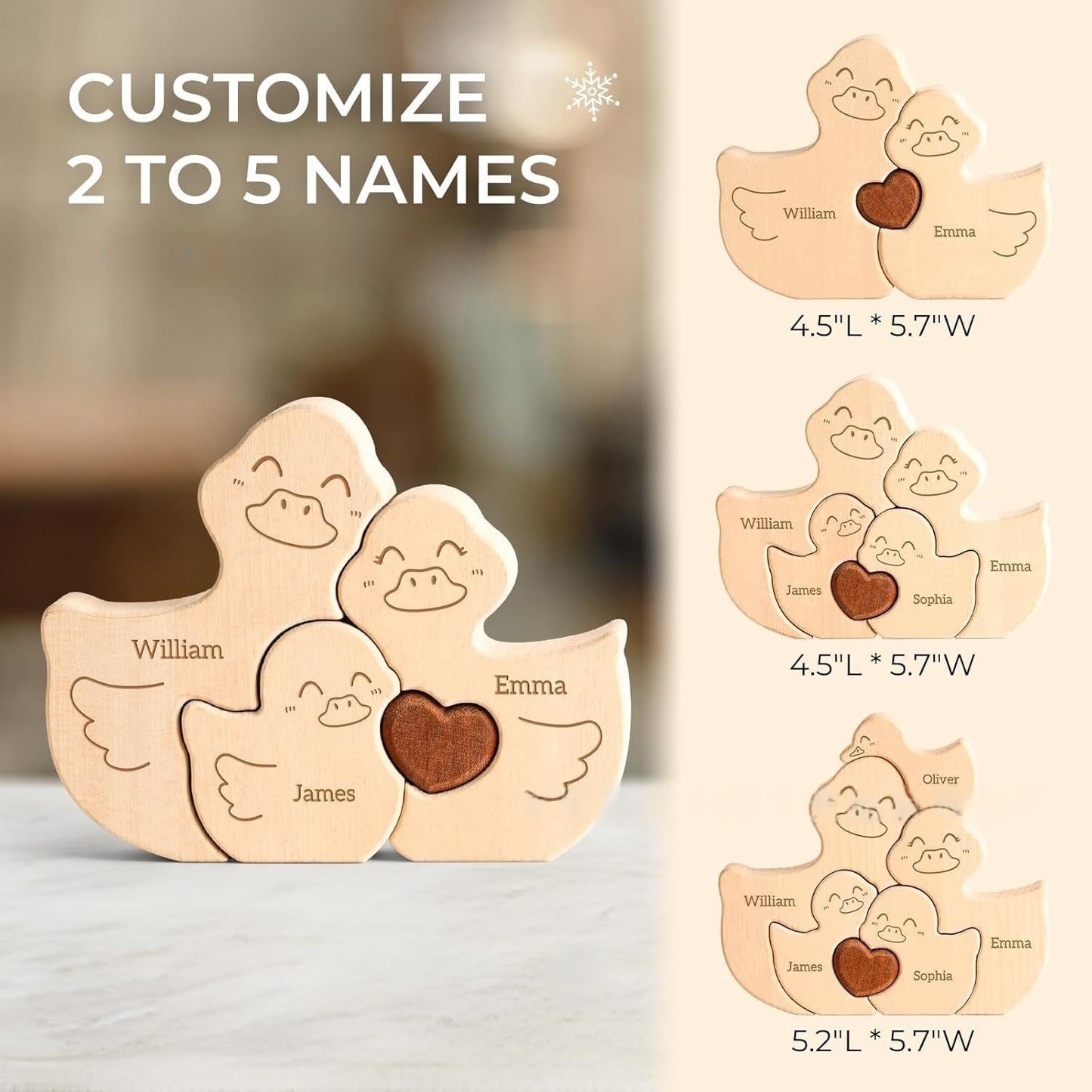 Personalized Wooden Duck Family Puzzle