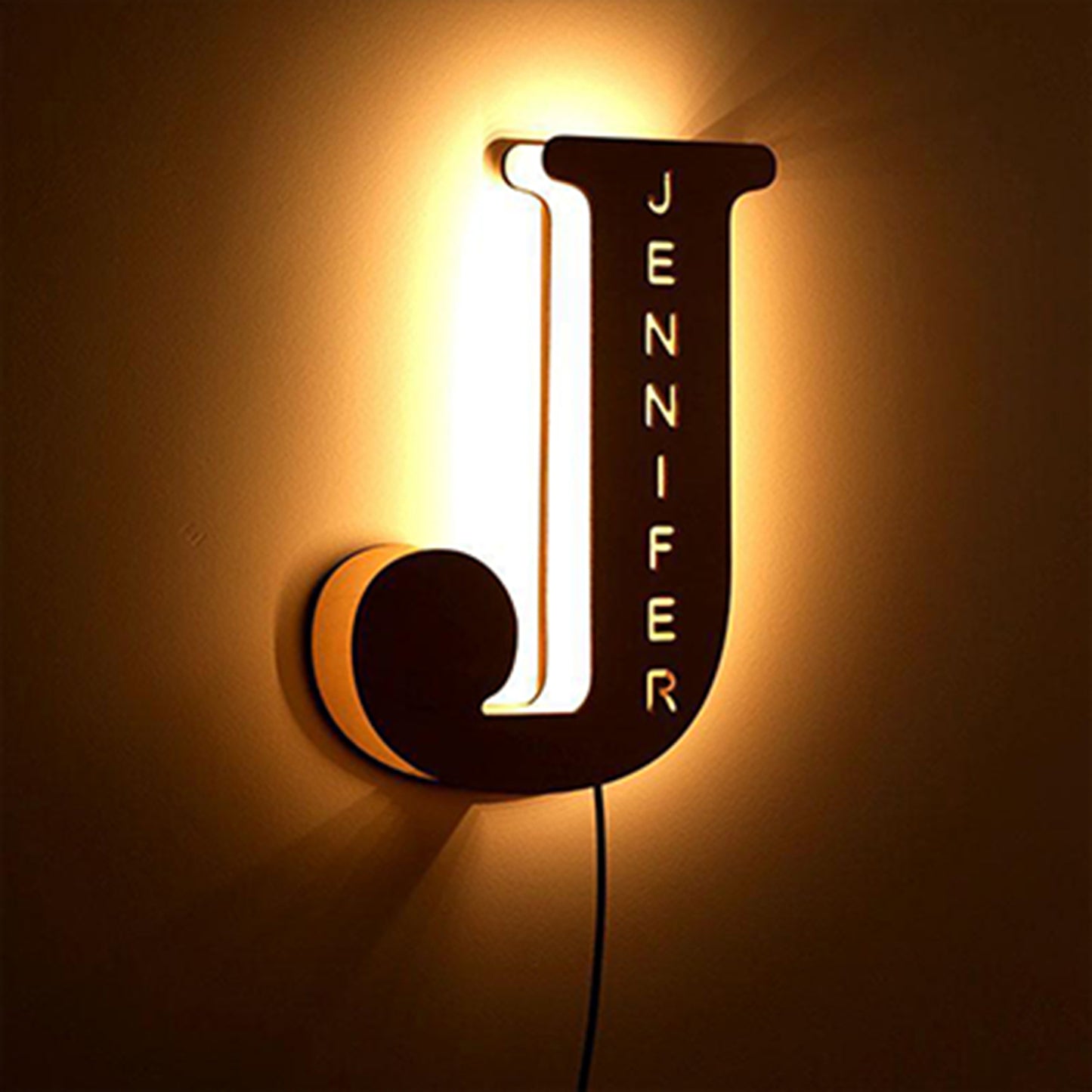 Personalized Wooden Initial Name Night Light