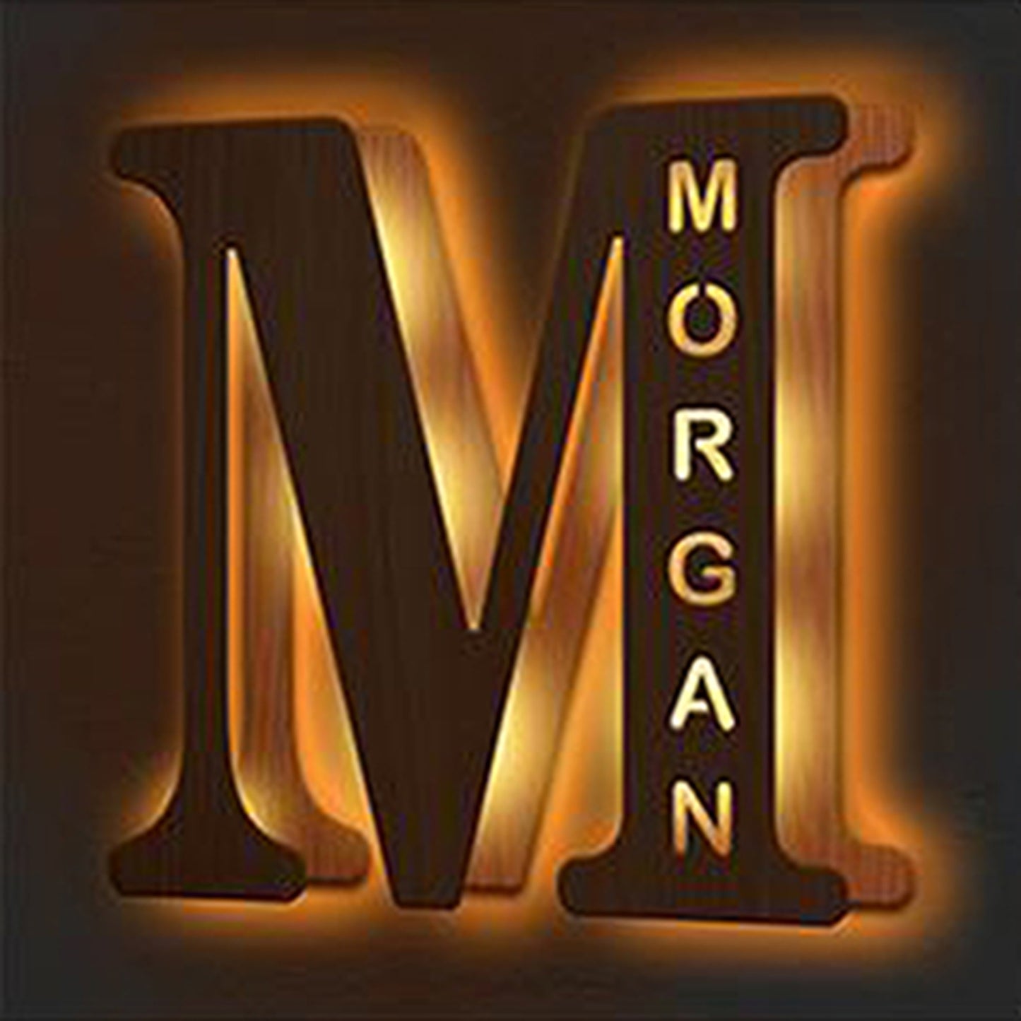 Personalized Wooden Initial Name Night Light