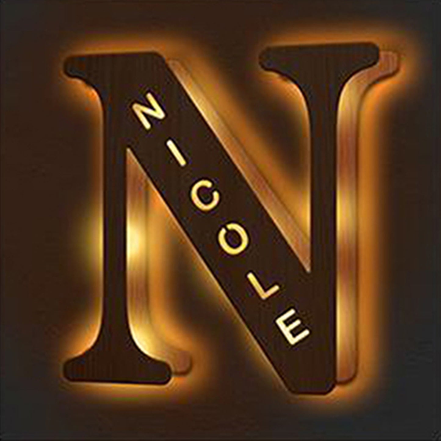 Personalized Wooden Initial Name Night Light