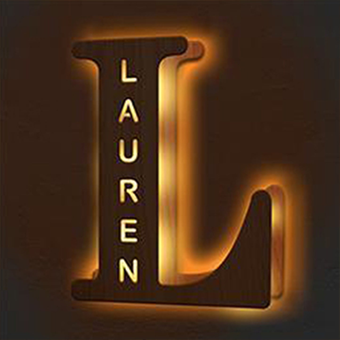 Personalized Wooden Initial Name Night Light
