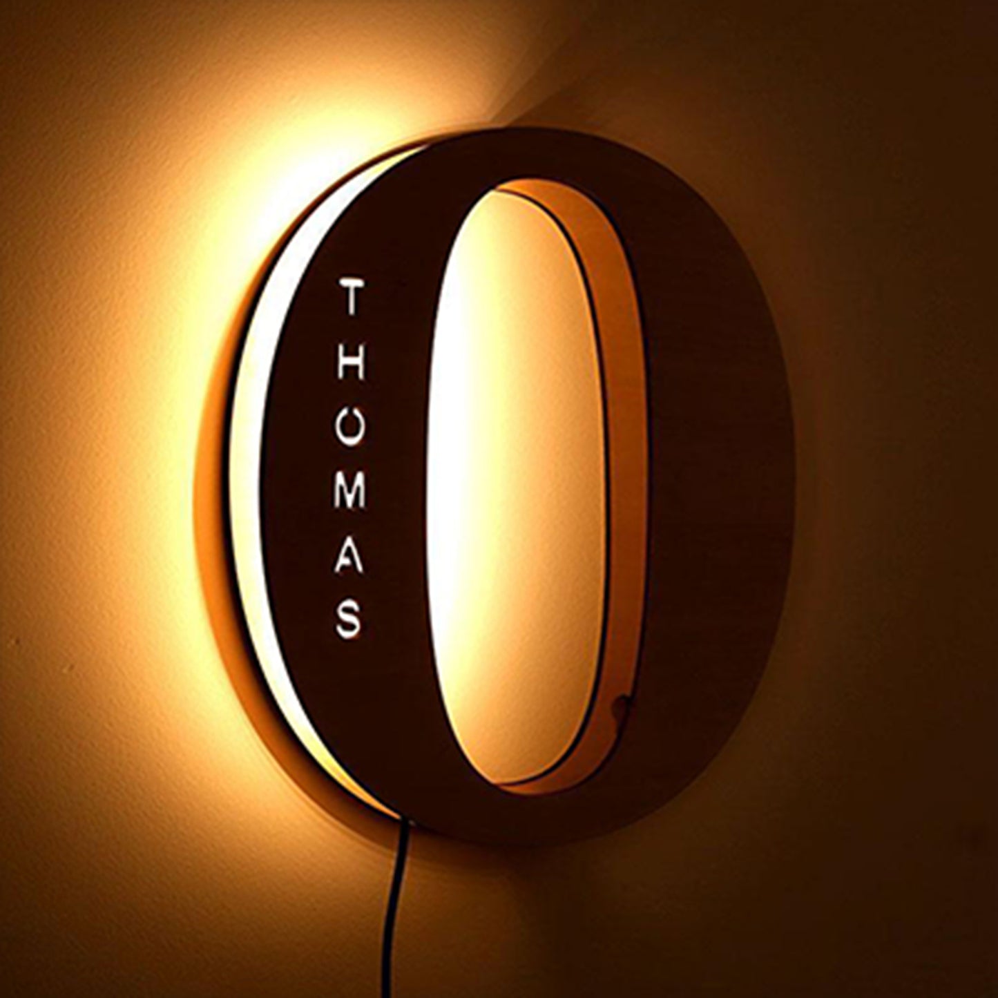 Personalized Wooden Initial Name Night Light