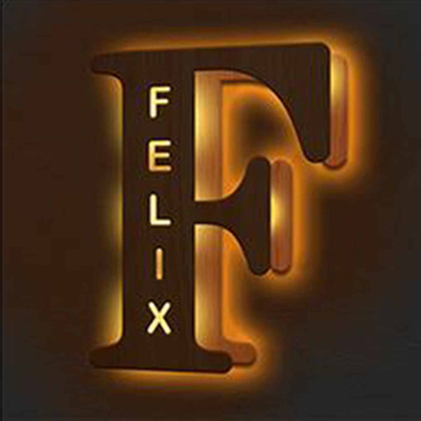 Personalized Wooden Initial Name Night Light