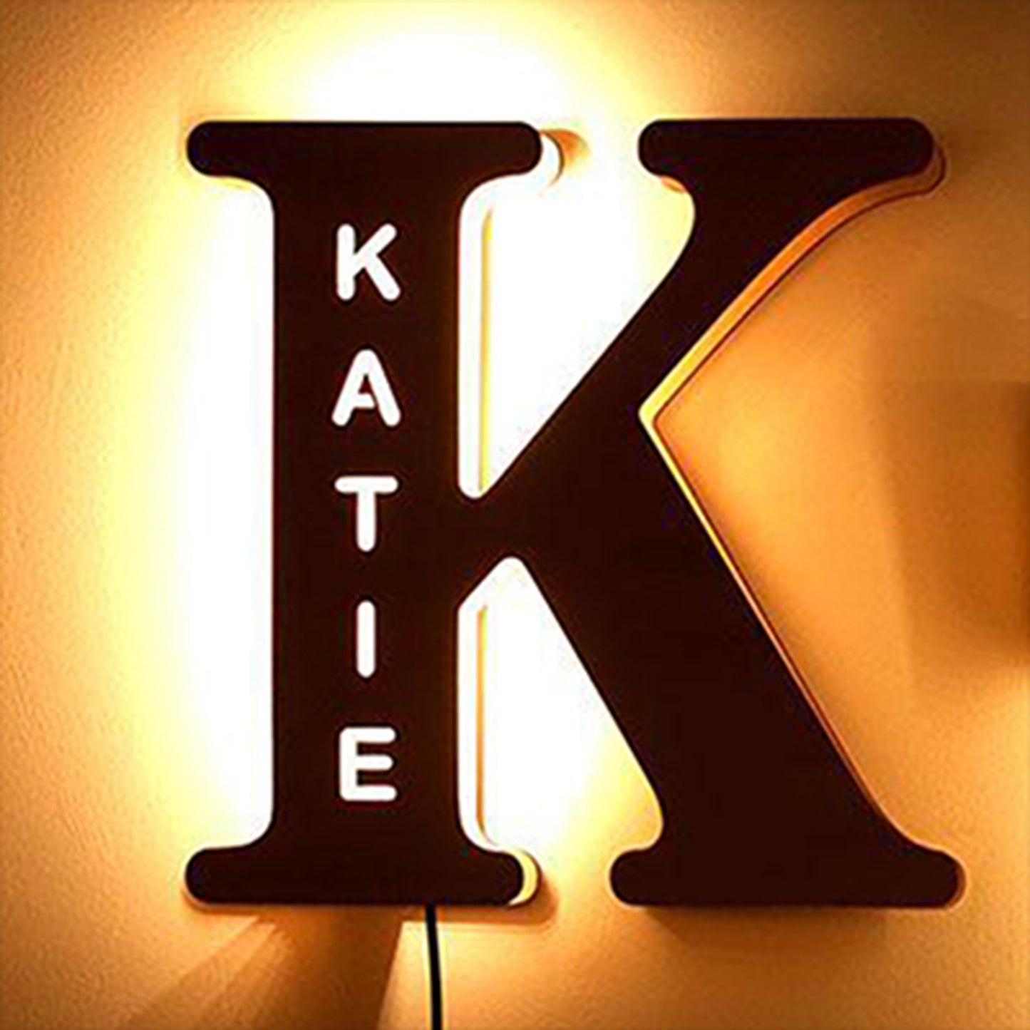 Personalized Wooden Initial Name Night Light