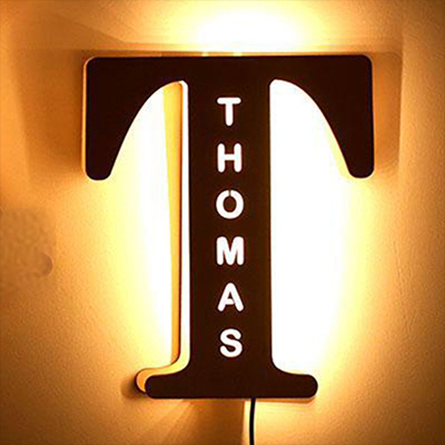 Personalized Wooden Initial Name Night Light