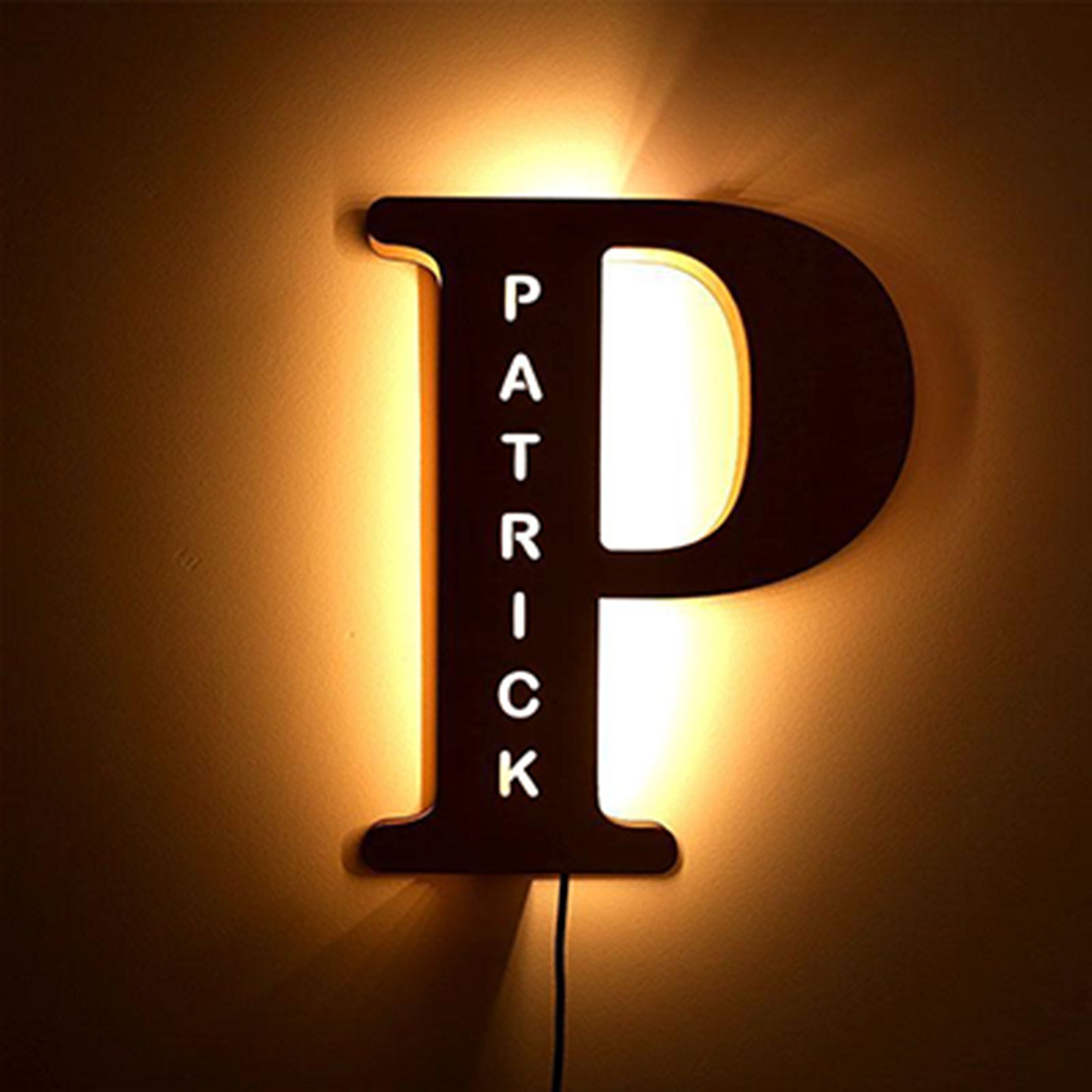Personalized Wooden Initial Name Night Light