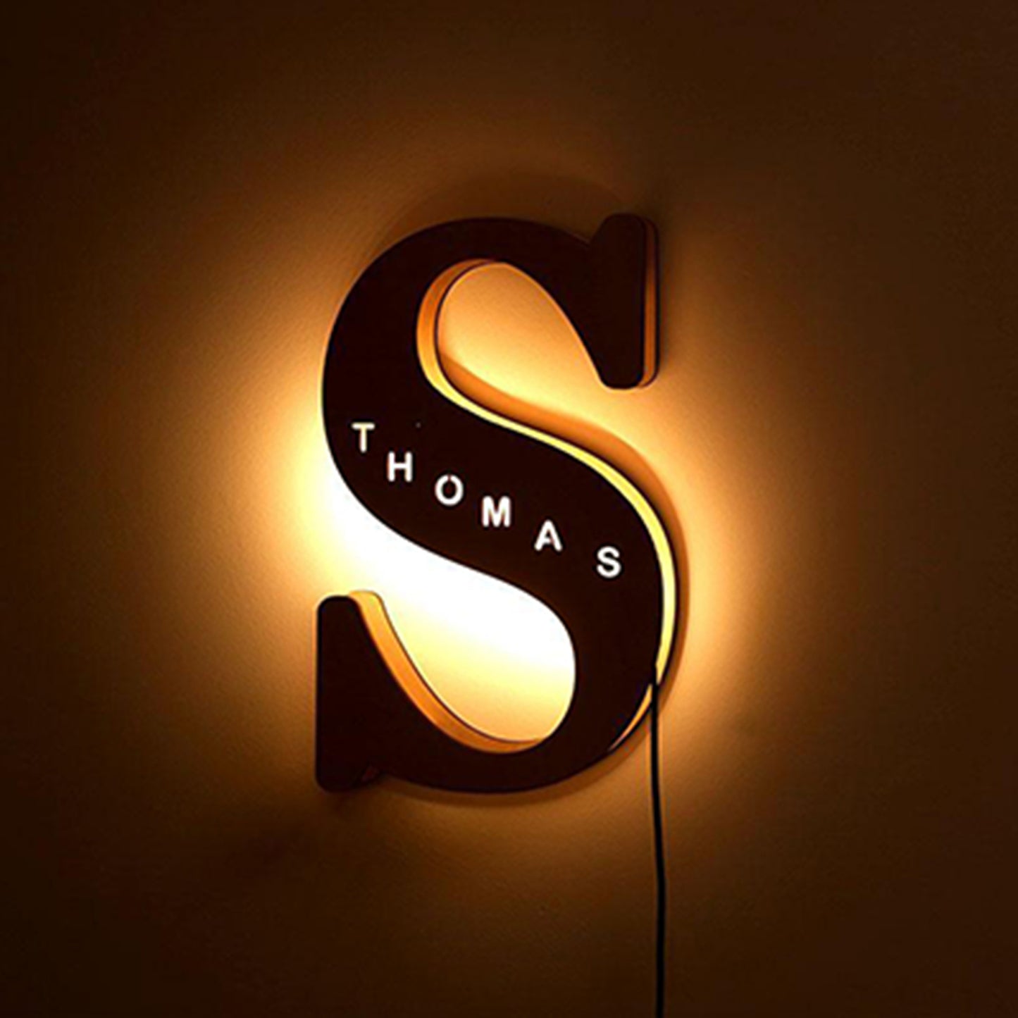 Personalized Wooden Initial Name Night Light