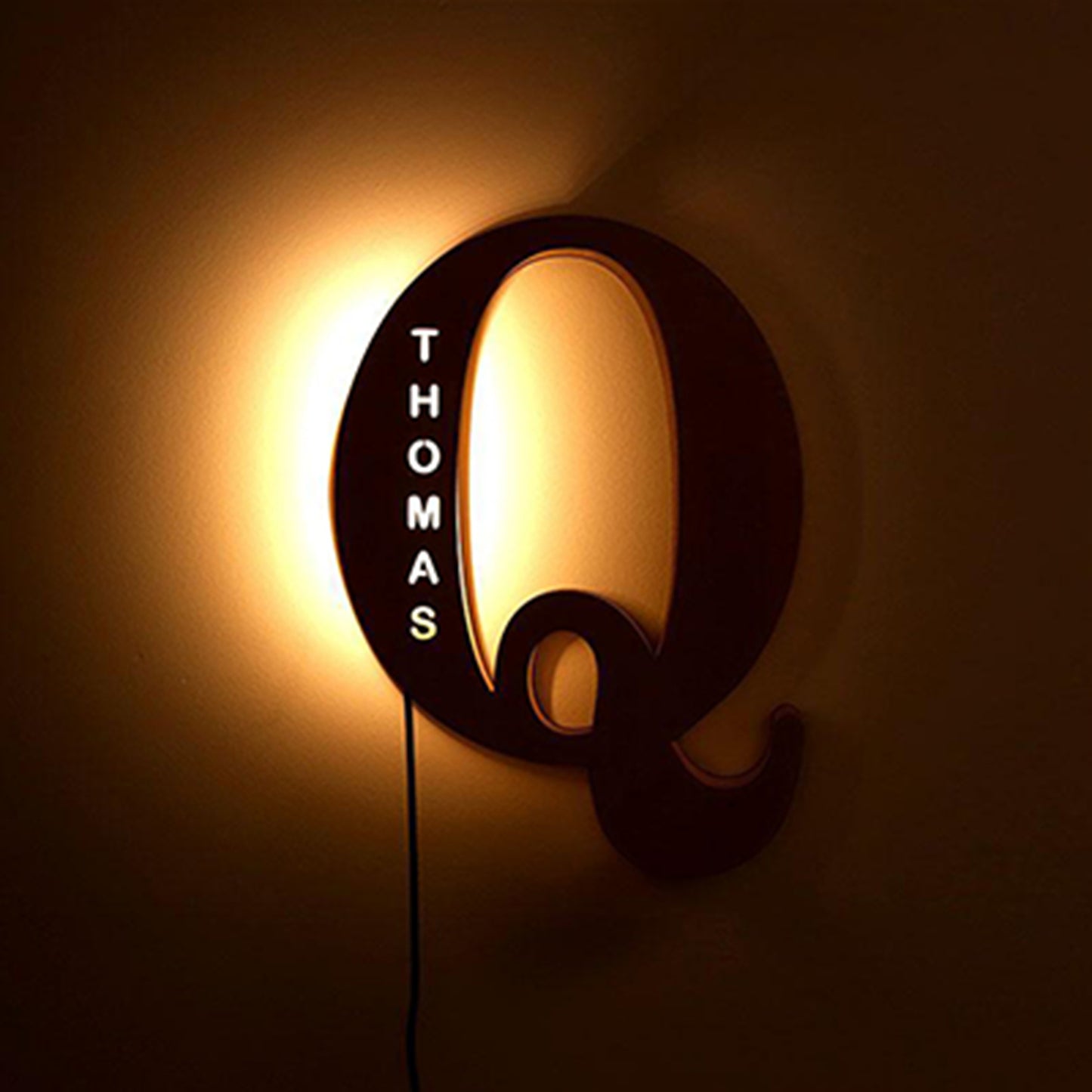 Personalized Wooden Initial Name Night Light