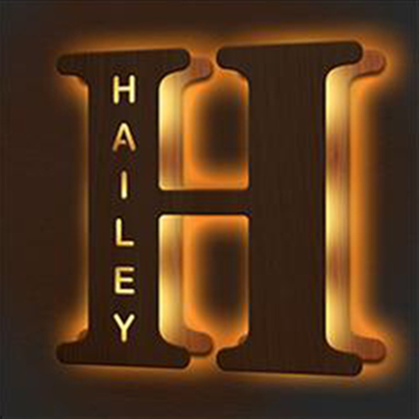 Personalized Wooden Initial Name Night Light
