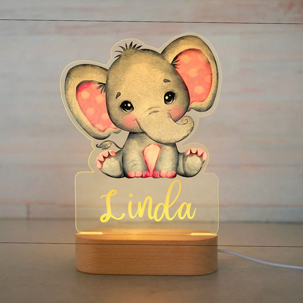 Personalized Baby Elephant Night Light
