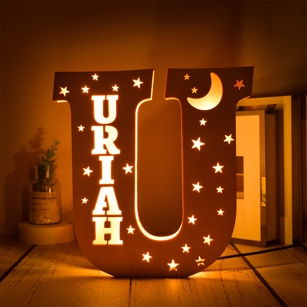 Personalized Star Initial Wooden Night Light