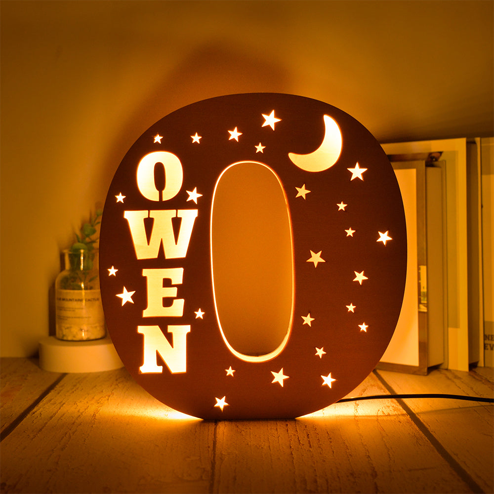 Personalized Star Initial Wooden Night Light
