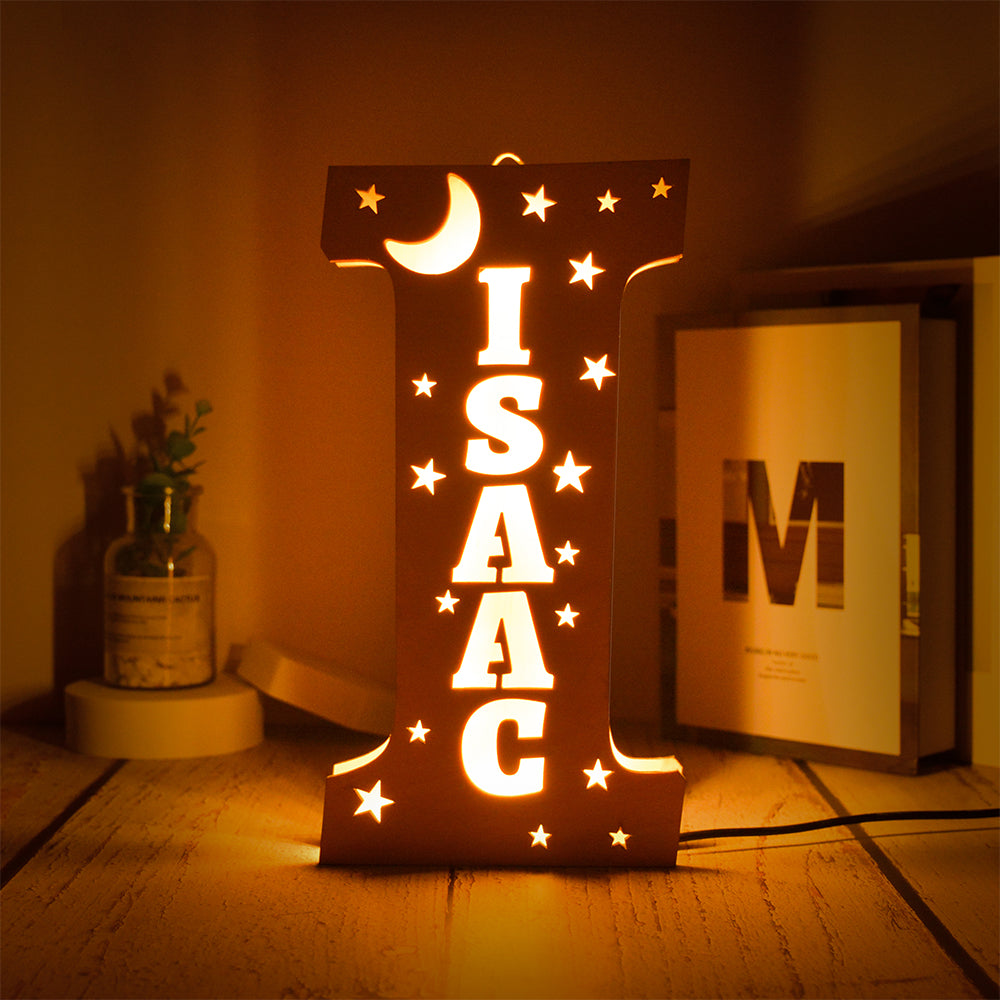 Personalized Star Initial Wooden Night Light
