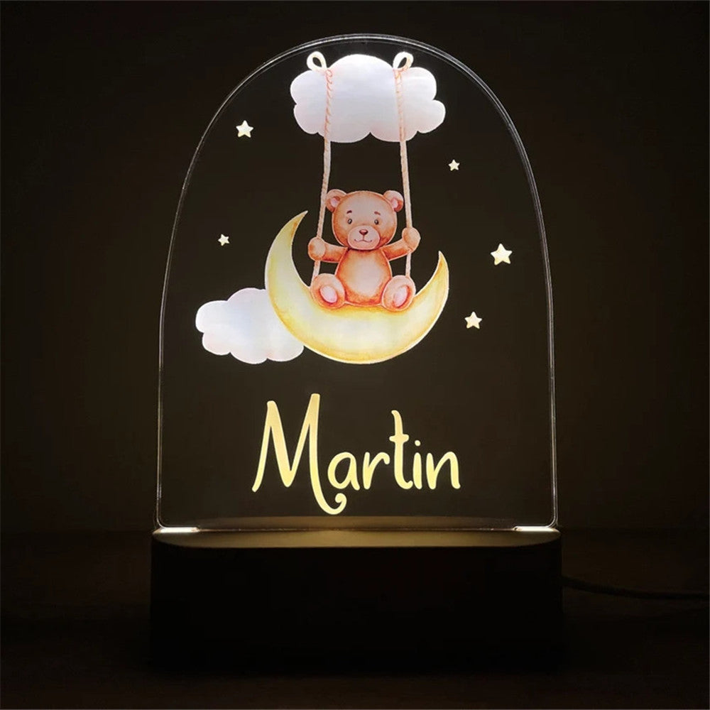 Personalized Moon Animal Night Light