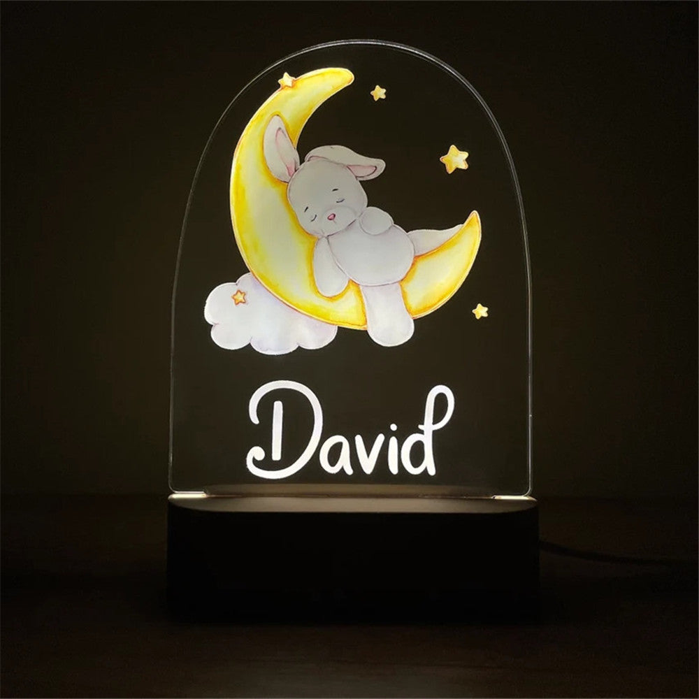 Personalized Moon Animal Night Light