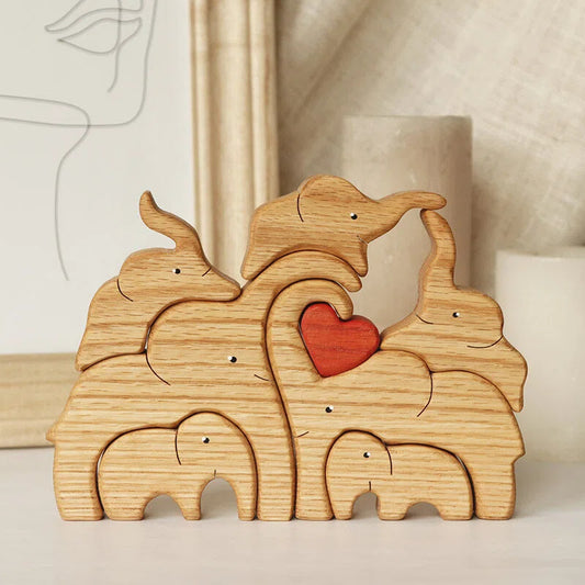 Personalized Wooden Elephant Family Puzzle