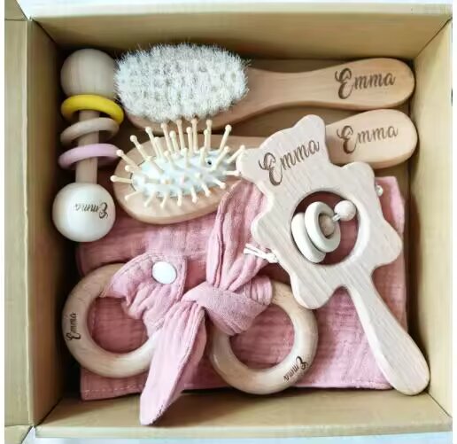 Personalized Wooden Baby Essentials Set