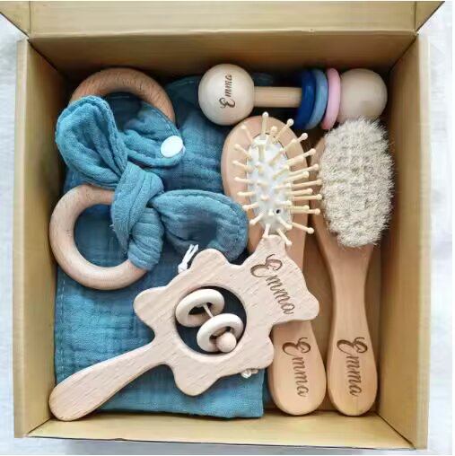 Personalized Wooden Baby Essentials Set