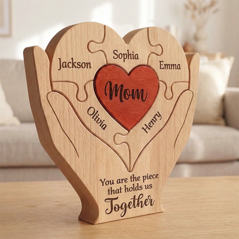 Wooden Family Heart Puzzle