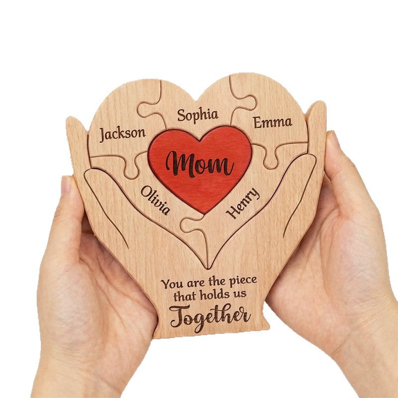 Wooden Family Heart Puzzle