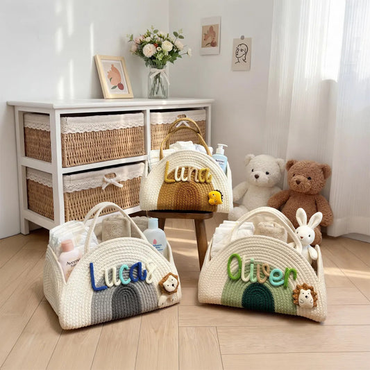 Personalized Rainbow Baby Basket