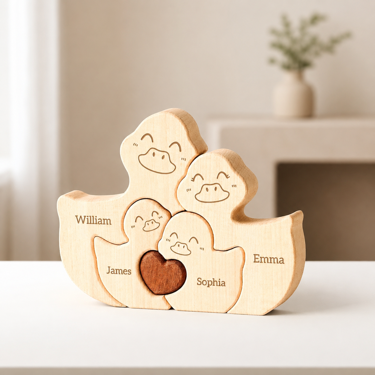 Personalized Wooden Duck Family Puzzle