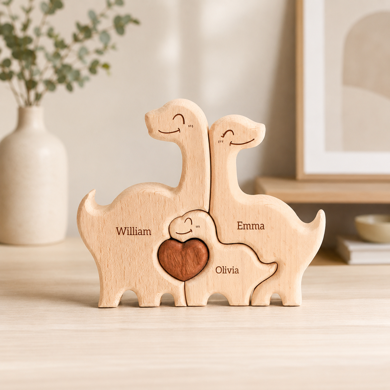 Personalized Wooden Dinosaur Family Puzzle