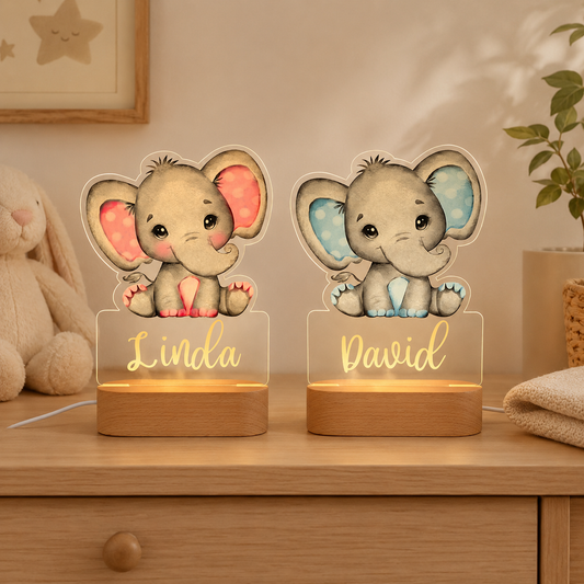 Personalized Baby Elephant Night Light